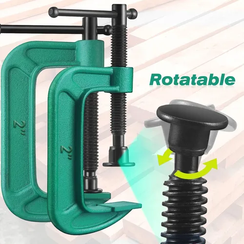 Miniatura 3 de Juego de 4 abrazaderas C de 2 pulgadas, abrazaderas en G resistentes para automóviles y madera con apertura de mandíbula deslizante para carpintería