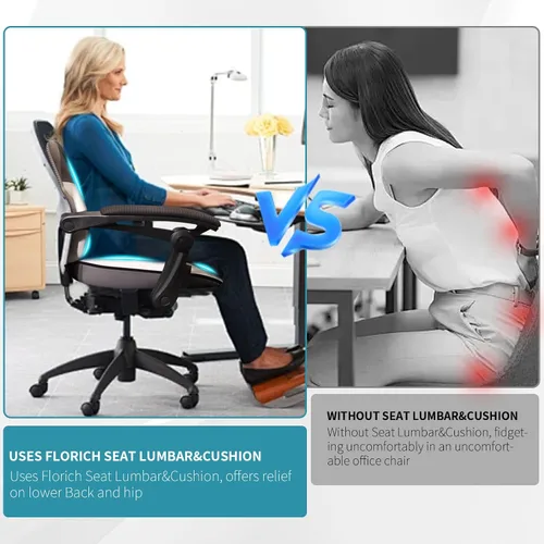 Miniatura 7 de FLORICH Cojín de Asiento con Soporte Lumbar para Silla de Oficina, Soporte de Respaldo Inferior del Automóvil, Almohada Ergonómica para Silla de Gris