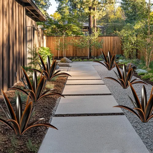 Miniatura 6 de TOMBABY Agave de Metal Agrandado Engrosado Resistente al Viento Arte de Jardín Escultura de Jardín Campestre Estatua Decoración Exterior Planta