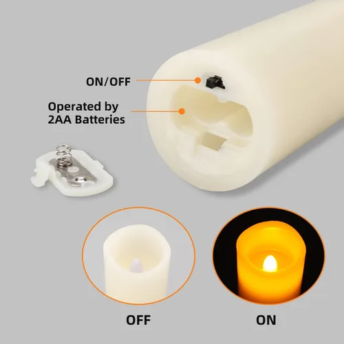 Miniatura 7 de Juego de 9 velas LED sin llama, funciona con pilas, 4, 5, 6, 7, 8, 9 x 2.2 pulgadas de profundidad, velas eléctricas LED de cera real parpadeantes