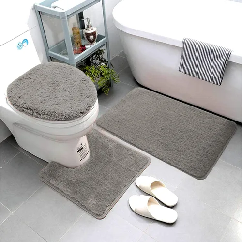 Miniatura 5 de Luxury Home Goods Juego de 3 alfombras de baño de microfibra súper suave, incluye alfombra de baño, alfombra de contorno y cubierta para tapa