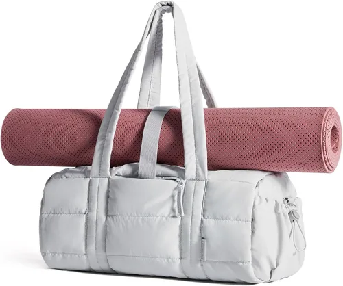 BAGSMART Reiki - Bolsa de gimnasio para mujer, bolsa cruzada mediana para esterilla de yoga con bolsillo para artículos húmedos y secos, bolsa de