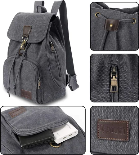 Miniatura 9 de Mochilas de lona a la moda, bolso casual para compras al aire libre, mochila deportiva, senderismo, viajes, bolsa multiusos, Café, Mochilas