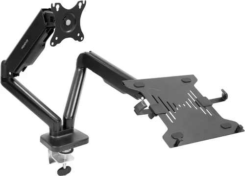 Mount-It! Soporte de escritorio para laptop y monitor, soporte de brazo de movimiento completo, soporte ergonómico ajustable para monitor, soporte