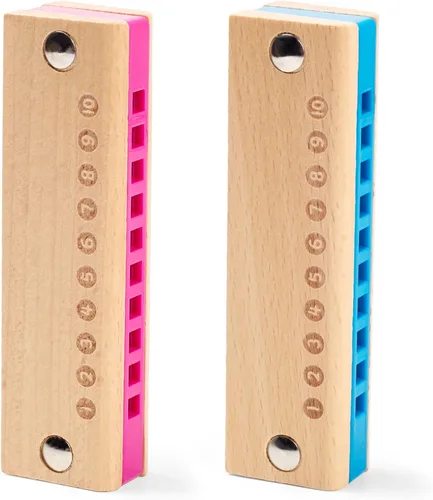 Miniatura 7 de Koogel Juego de armónica para niños, armónica diatónica rosa y azul de 10 agujeros en clave de Do, instrumentos musicales para principiantes