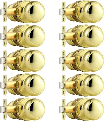 Miniatura 38 de Probrico Perillas de puerta de paso, de níquel cepillado, para interiores, redondas, sin llave, manijas de pasillo/armario, paquete de 6