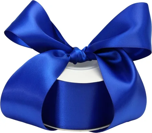 Cinta de satén de doble cara azul real de 2 pulgadas x 25 yardas para envoltura de regalos, decoración de boda, ramo de novia, manualidades de Azul