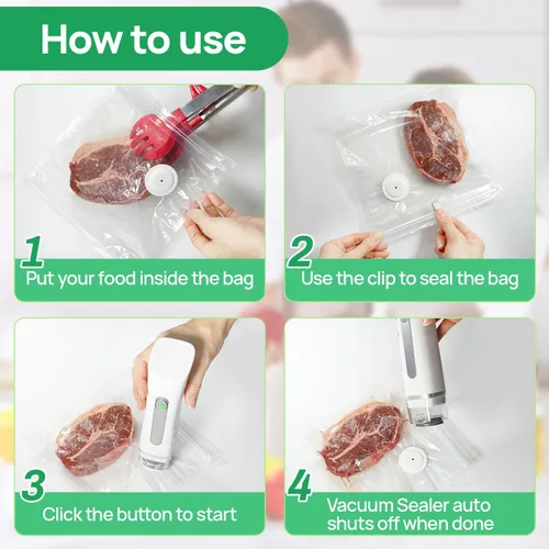 Miniatura 3 de Sellador al vacío, sellador al vacío compacto para conservación de alimentos, máquina selladora portátil inalámbrica de mano para alimentos frescos