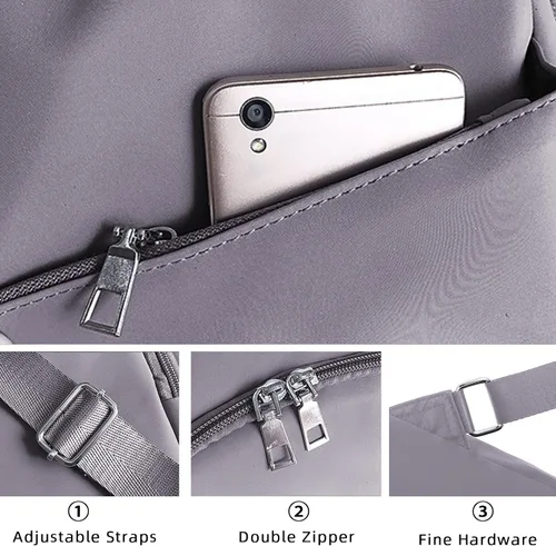 Miniatura 6 de CHARMORE Elegante mochila antirrobo para mujer, mochila de nailon impermeable casual para viajes, Gris-S