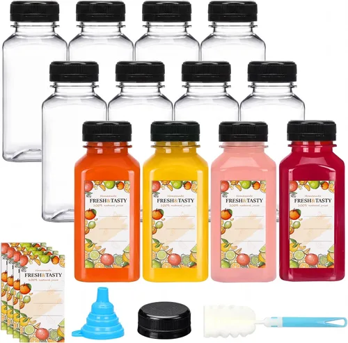 Miniatura 9 de TOMNK 12pcs 2oz Plastic Shot Juice Bottles with Caps, Reusable Clear Bulk Beverage Containers for Ginger Shot, Juice, Milk and Other Beverages