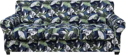 hyha Funda para sofá, diseño floral, elástica, estampada, 4 piezas, fundas para sofá de 3 cojines separados, protector de muebles lavable para Gris