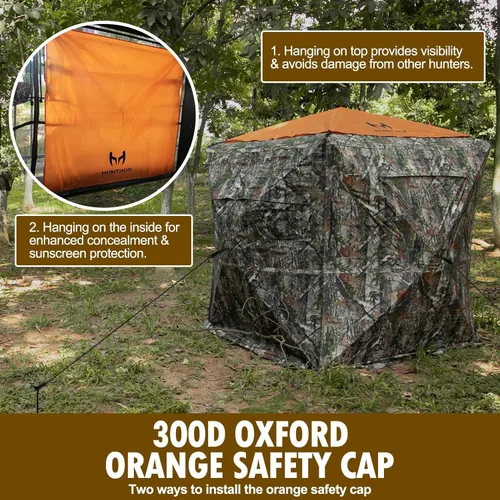 Miniatura 5 de Hunting Blind for 2-3 Person, See-Through Ground Blind with Silent Zipper and Orange Top, Portable Pop-Up Tent for Deer and Turkey Hunting with