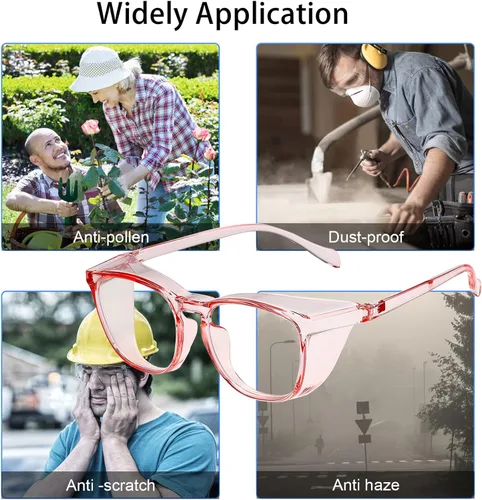 Miniatura 4 de Gafas de seguridad para hombres, mujeres, enfermeras, antivaho y a la moda, cómodas, con escudos laterales, protección ocular para adultos Rosa claro