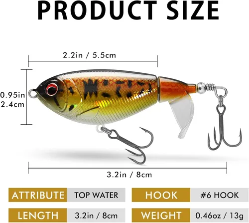 Miniatura 6 de TRUSCEND PoPobait con ganchos BKK, señuelos de pesca para lubina, lucio, lucio, perca almizclada, señuelo flotante para agua dulce o salada