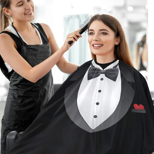 Miniatura 14 de visesunny Delantal profesional del cabo del peluquero del pelo del poliéster del pelo del salón del cabo delantal antiestático de la barba