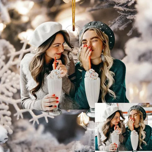 Miniatura 12 de LOVELYPOD Adorno de foto personalizado,Árbol de adorno de Navidad personalizado, Adorno de forma plana 2D de foto personalizada, Foto personalizada