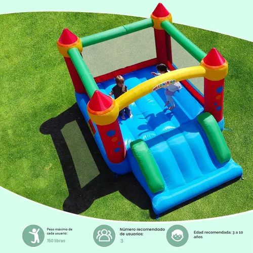 Miniatura 2 de WeeOneKids Casa de Rebote Inflable, Castillo Hinchable con Soplador de Aire y Tobogán, Castillo Familiar Inflable para Patio Trasero
