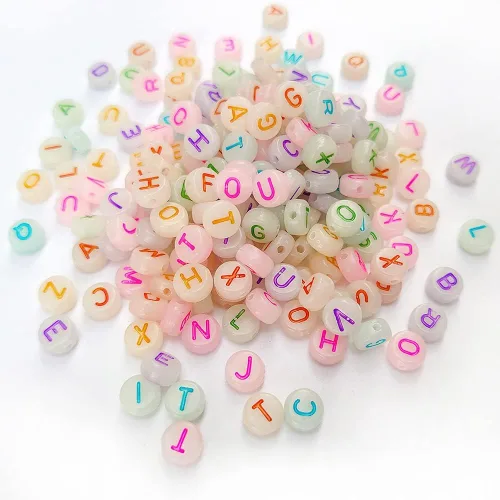 Miniatura 8 de 200 cuentas redondas doradas de letras del alfabeto acrílico de 0.157 x 0.276 pulgadas de la A a la Z, cuentas de plástico mixtas sueltas para hacer