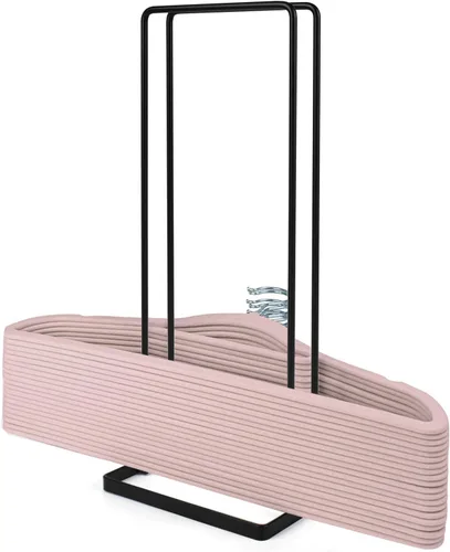 Soporte apilador de almacenamiento, soporta hasta 110 perchas de alambre para ropa de lavandería, armario, ahorro de espacio, organizador portátil y