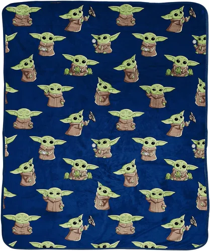 Jay Franco Manta de felpa de Star Wars The Mandalorian, mide 50 x 60 pulgadas, ropa de cama de forro polar súper suave para niños, con Baby Yoda,