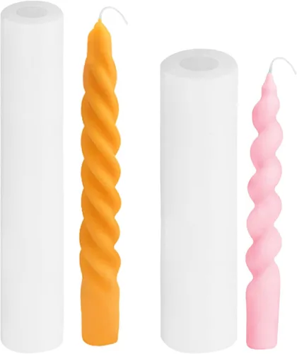 PATIKIL Paquete de 2 moldes para hacer velas cónicas 3D, molde de vela en espiral, molde largo de silicona trenzada para cera jabón, manualidades,