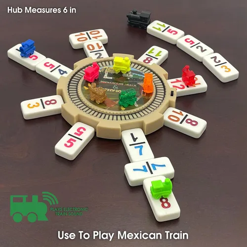 Miniatura 4 de Juego doble de domino de pie de pollo y tren mexicano de tamaño profesional y numeral 12