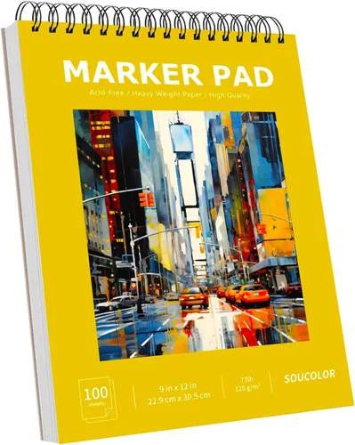 Miniatura 26 de Soucolor - Cuaderno de bocetos de 9 x 12 pulgadas, paquete de 4 de 100 hojas, encuadernado en espiral, libre de ácido (68 libras/100 g/m²), papel