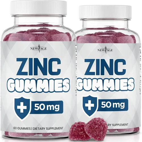 Gomitas de zinc – Paquete de 2 – Suplemento de zinc inmunitario de alta potencia de 50 mg, defensa inmune, potente antioxidante natural, sin OMG, de