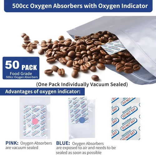 Miniatura 6 de 50 bolsas de Mylar de 1 galón, bolsas de Mylar de 10 x 14 pulgadas con absorbentes de oxígeno (50 x 500 cc) para almacenamiento de alimentos, bolsa