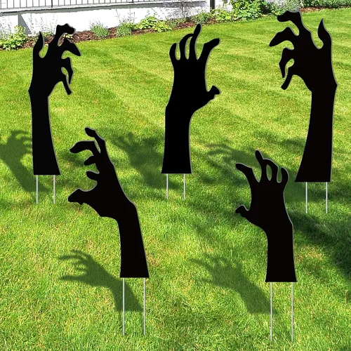 Miniatura 2 de KatchOn, Letreros aterradores de mano con estacas – Grandes, 16 pulgadas Letreros de patio de Halloween para decoraciones de Halloween al aire
