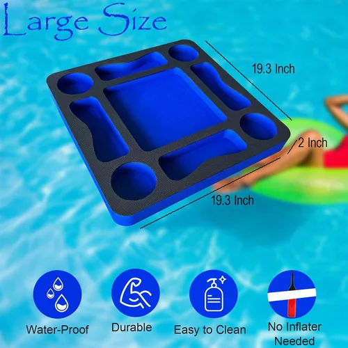 Miniatura 7 de Mesa flotante de juegos de piscina para adultos, soporte para bebidas todo en uno y estación de refrigerio para piscina, playa, bañera