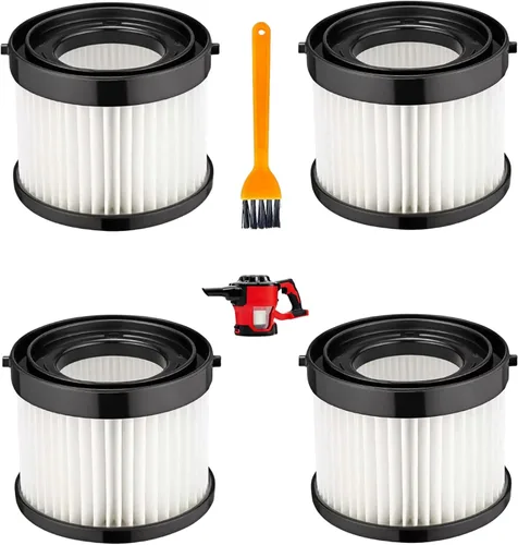 Paquete de 4 filtros de vacío de repuesto 49-90-0160 compatibles con Milwaukee Compact Vacuum 0882-20 | Compatible con parte #49-90-0160 | Filtro de