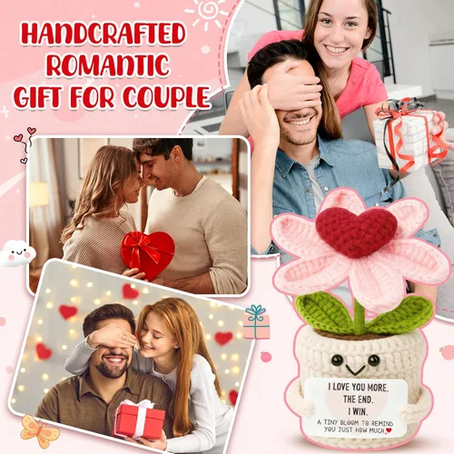 Miniatura 7 de Regalos de aniversario para mujeres, hombres, novios, novias, I Love You More Crochet Flower Parejas Regalo para él, esposa, marido, romántico, Love1