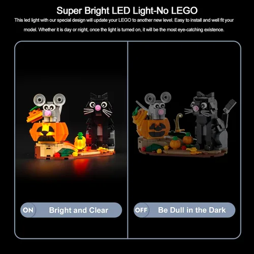 Miniatura 3 de BrickBling Luz LED compatible con Lego Halloween Cat & Mouse 40570 Kit de construcción, luces de decoración de Halloween compatibles con Lego 40570