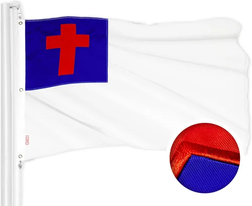 Miniatura 10 de G128 - Bandera Cristiana 1 x 1.5 pies Serie ToughWeave, bordada en poliéster 300D Bandera religiosa, diseño bordado, para interior/exterior
