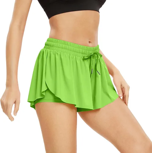 Miniatura 66 de Blaosn Pantalones cortos atléticos fluidos para mujer, gimnasio, yoga, entrenamiento, correr, pantalones cortos de tenis, falda falda linda, ropa