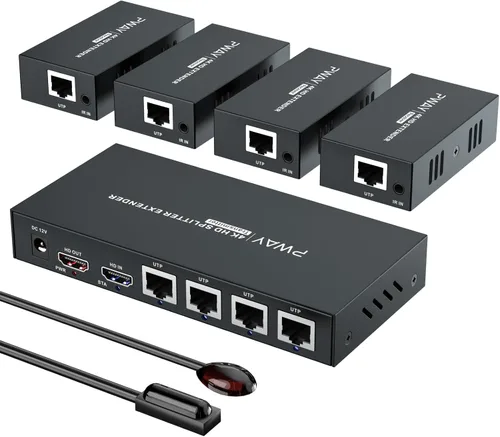 Miniatura 9 de Divisor extensor HDMI 1x2 HD 4K @60Hz hasta 196.9 ft (196 pies) - Cable de salida CAT5/CAT6/CAT7 Transmisor y receptor HDMI con interruptor
