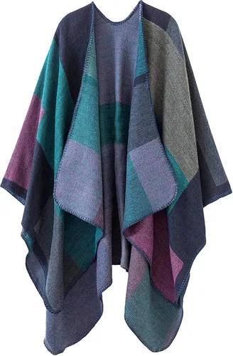 Miniatura 25 de KirGiabo Suéter a Cuadros para Mujer Poncho Capa Abrigo Frente Abierto Manta Chales y Envolturas