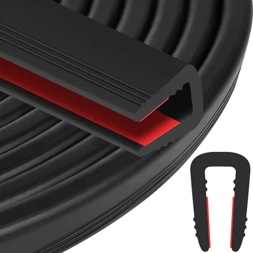 Miniatura 12 de ToLanbbt Canal en U de borde de goma, protector de borde de chapa autoadhesiva de 1/2 pulgada, tira de sellado EPDM para puertas de automóvil