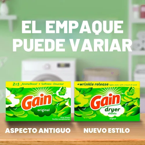 Miniatura 6 de Gain Hojas de secadora Plus Wrinkle Release, aroma original, 120 unidades, combate la estática con un toque de aroma, sábanas de lavandería