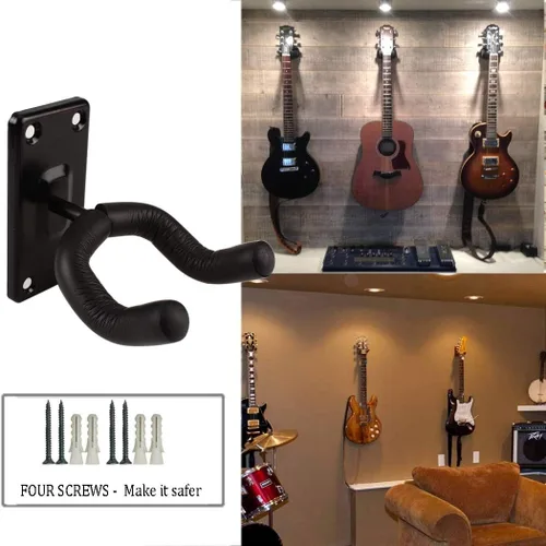 Miniatura 4 de Soporte de pared para guitarra, gancho de soporte de metal negro para guitarras