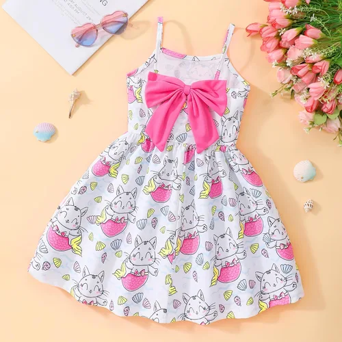 Miniatura 62 de Vestido de verano para niños pequeños, con diseño de dinosaurio, sin espalda, con lazo, vestido de playa de cumpleaños