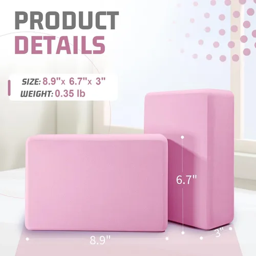 Miniatura 2 de Yoga Blocks 4 Pack - Premium 3x6x9 IN EVA Foam Bricks for Pilates Workout, Stretching, Meditation Non-slip and Lightweight Yoga Bricks for