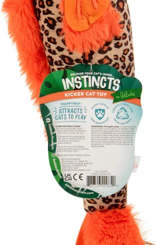 Miniatura 3 de SmartyKat Instincts HappyNip Fin Frenzy Fish Kicker Crinkle Juguete de Peluche para Gatos, Contiene Hierba Gatera y Silvervine - Naranja/Beige