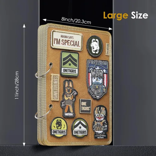 Miniatura 3 de OneTigris Tablero de exhibición de parches, libreta de parches con carpetas de anillos extraíbles de metal, organizador de parches tácticos