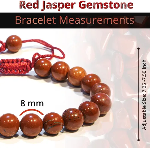 Miniatura 226 de Adjustable Crystal Bracelet – Gemstone Bead Bracelet with Adjustable Macrame String – Chic Gemstone Bracelet for Men and Women – 8mm Round Healing