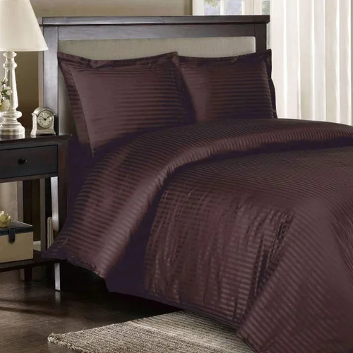 Miniatura 3 de Royal Bedding Funda de edredón de 300 hilos, 3 piezas, color negro a rayas, funda de edredón con lazos en las esquinas