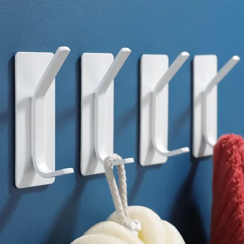 Miniatura 8 de YIGII Ganchos adhesivos para toallas, ganchos de pared negros para baño y cocina, ganchos resistentes, paquete de 4, acero inoxidable