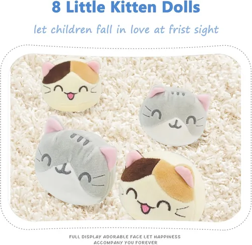 Miniatura 4 de REFAHB Bonita almohada de felpa almohada decorativa juguetes de animales de peluche extraíbles regalos creativos para niñas (Gatito-Azul)
