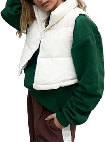 Miniatura 2 de APAFES Chaleco acolchado de invierno para mujer, cuello alto, ligero, aislante, ropa de abrigo